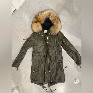 SAM. Olive Utility Jacket with Faux Fur Trim